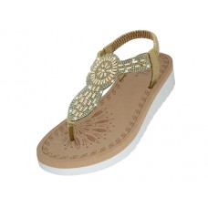 W9803L-RG - Wholesale Women's "Easy USA" Rhinestone Upper Comfortable Waking Sandals (*Rose Gold Color)